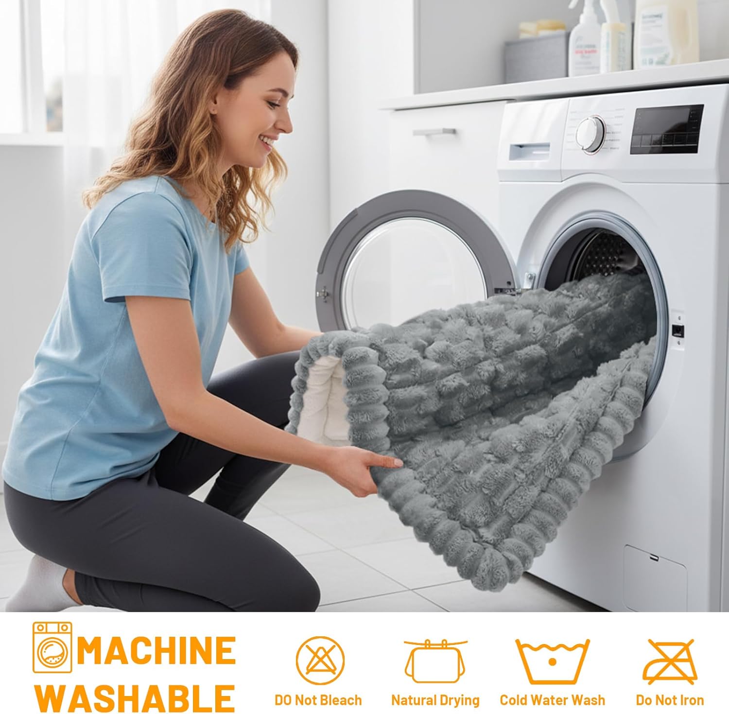 Smiry Couch Covers for Dogs Washable, Non Slip Fuzzy Pet Couch Covers for Sofa, Soft Thick Sofa Slipcovers Furniture Protector Pet Friendly (Grey, 27.6" x 27.6")