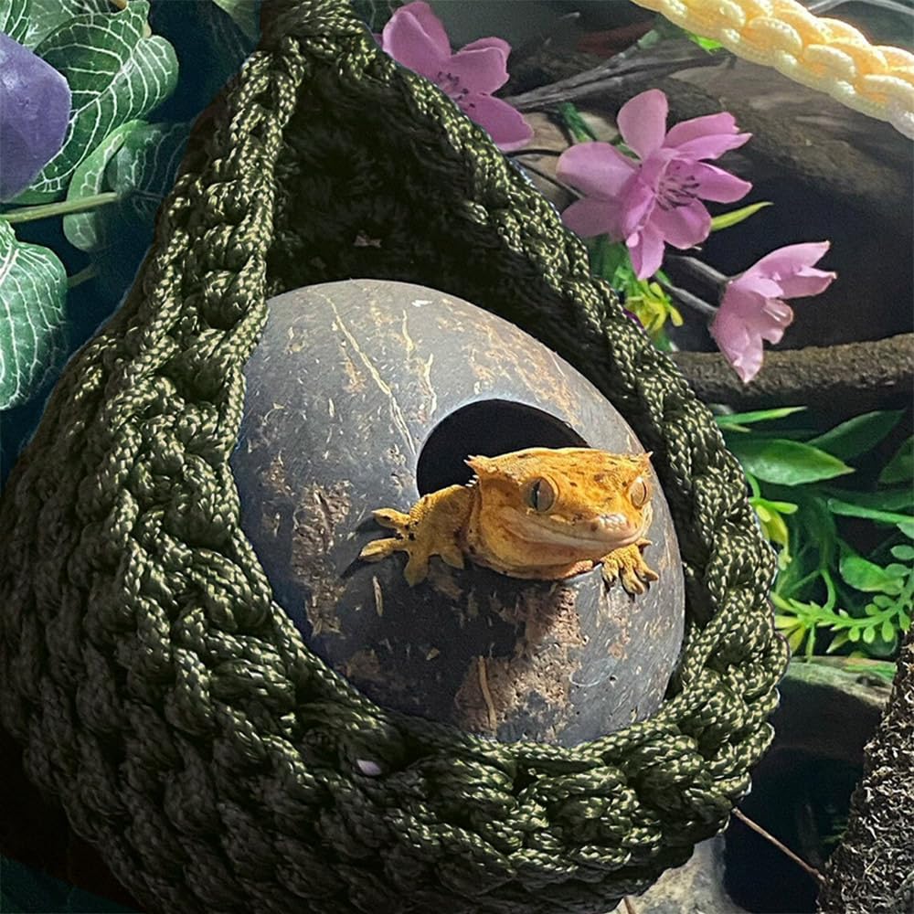 Reptiles Hammock, Bearded Dragon Swing Hanging Bed Hand-Woven Hanging Lounger for Small Pets Chameleons Lizards Geckos Hamsters - Image 2