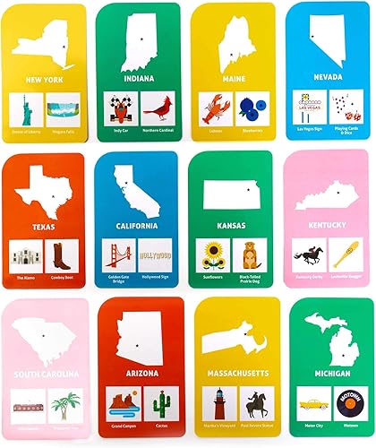Miniatura 3 de Tarjetas flash de Estados Unidos y Capitales para niños, 50 tarjetas de estado estadounidenses + 9 juegos de aprendizaje, hechos, mayúsculas,