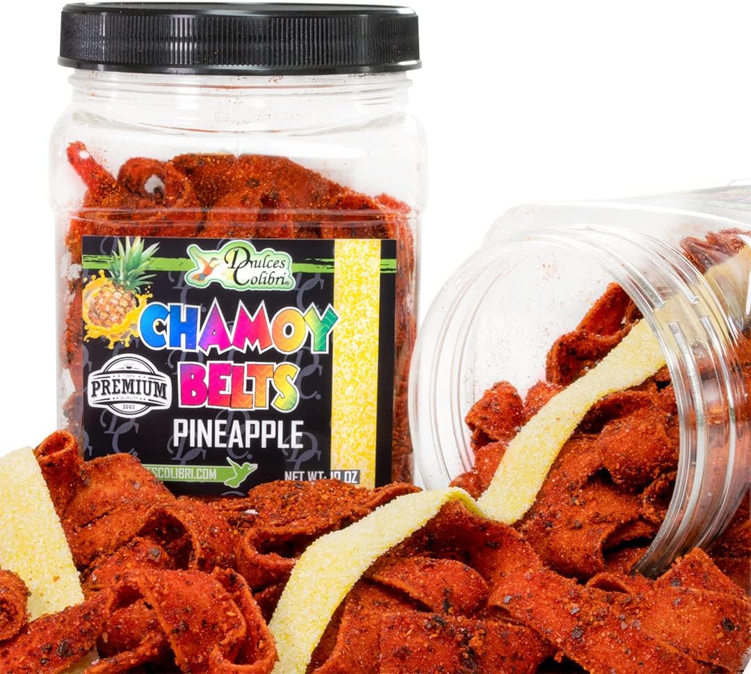 Premium Chili coated Pineapple Sour Belts | 6 resealable Packs | Gummy Chamoy | Mess Free | Handmade, Fresh & Delicious| Healthy Portion Size | For Adults, Kids