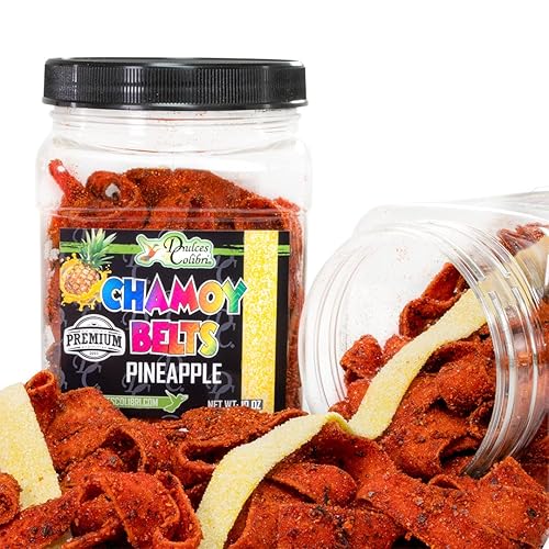 Dulces Colibri - Cinturones Chamoy de piña prémium Gomitas secas recubiertas de chamoy Sin desorden Hecho a mano por encargo Sabor duradero