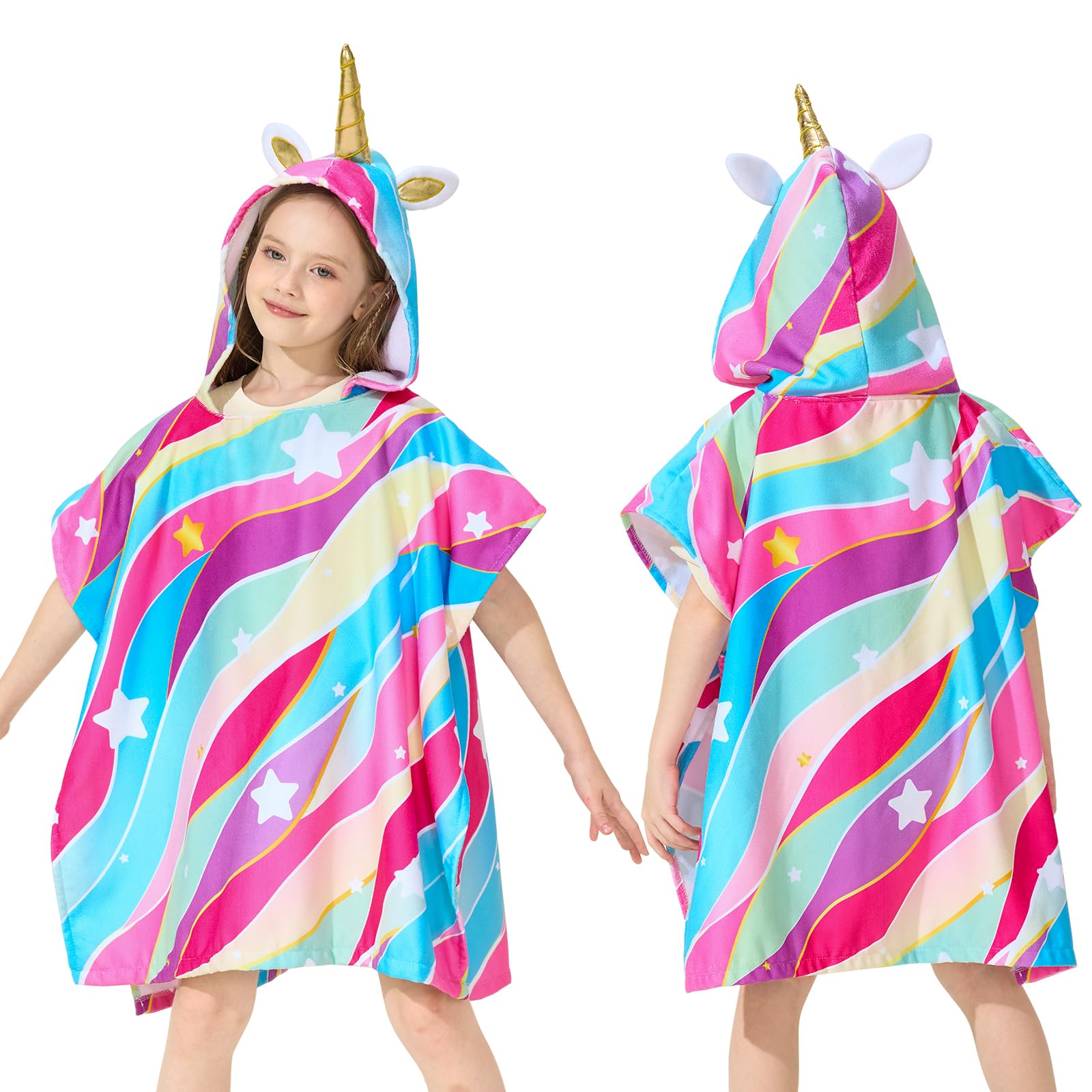 4 Asciugamani Per Bambini In Microfibra - Con Motivi Animali E Ganci, Assorbenti E Morbidi - Foto 6