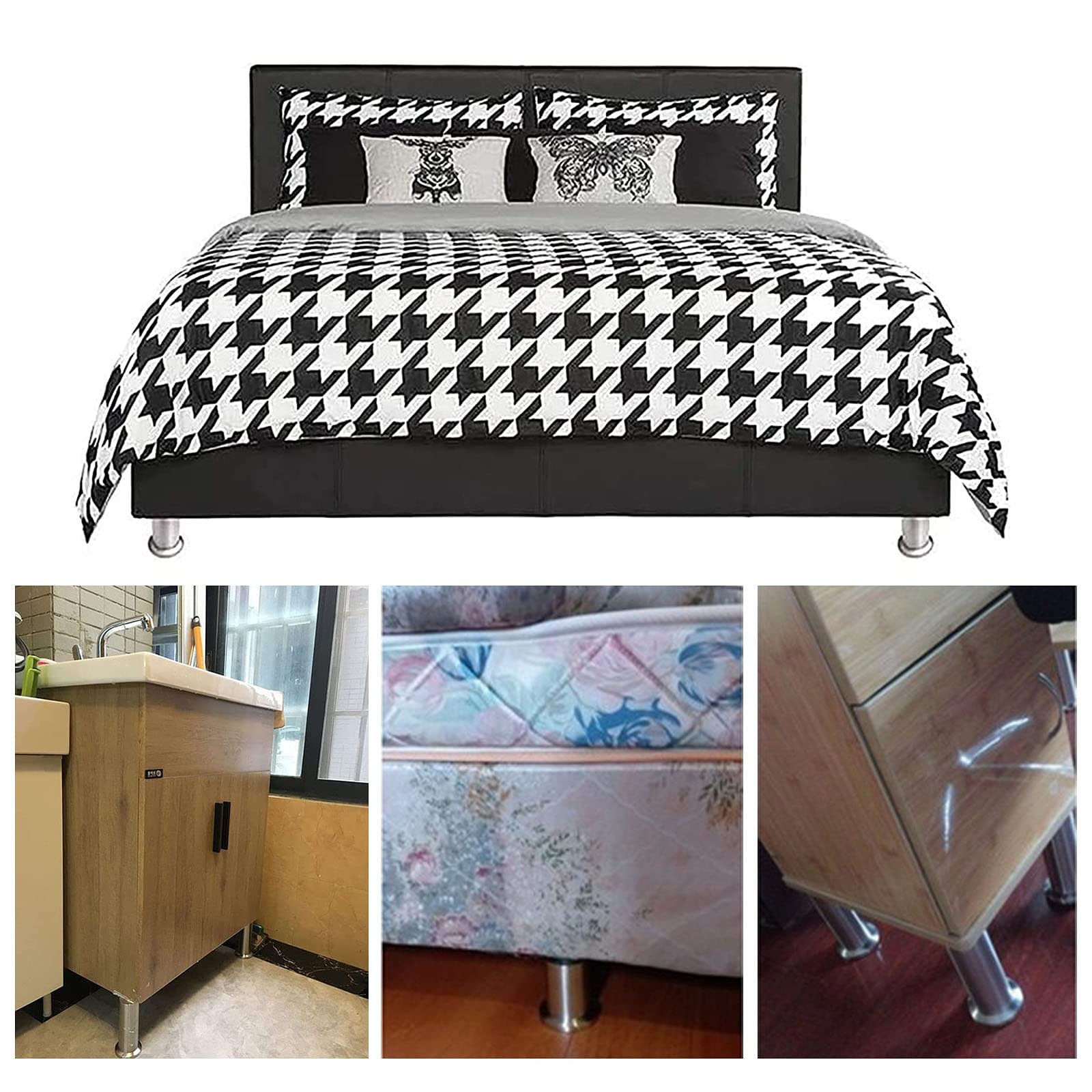 Pxzybd Patas De Muebles 4 Piezas,Patas De Mesa De Acero Inoxidable,Pies De Muebles De Metal DIY,Patas De Repuesto para Muebles De Baño y Cocina,Patas De Sofá,Antideslizante/Mudo,50cm(19.7in)