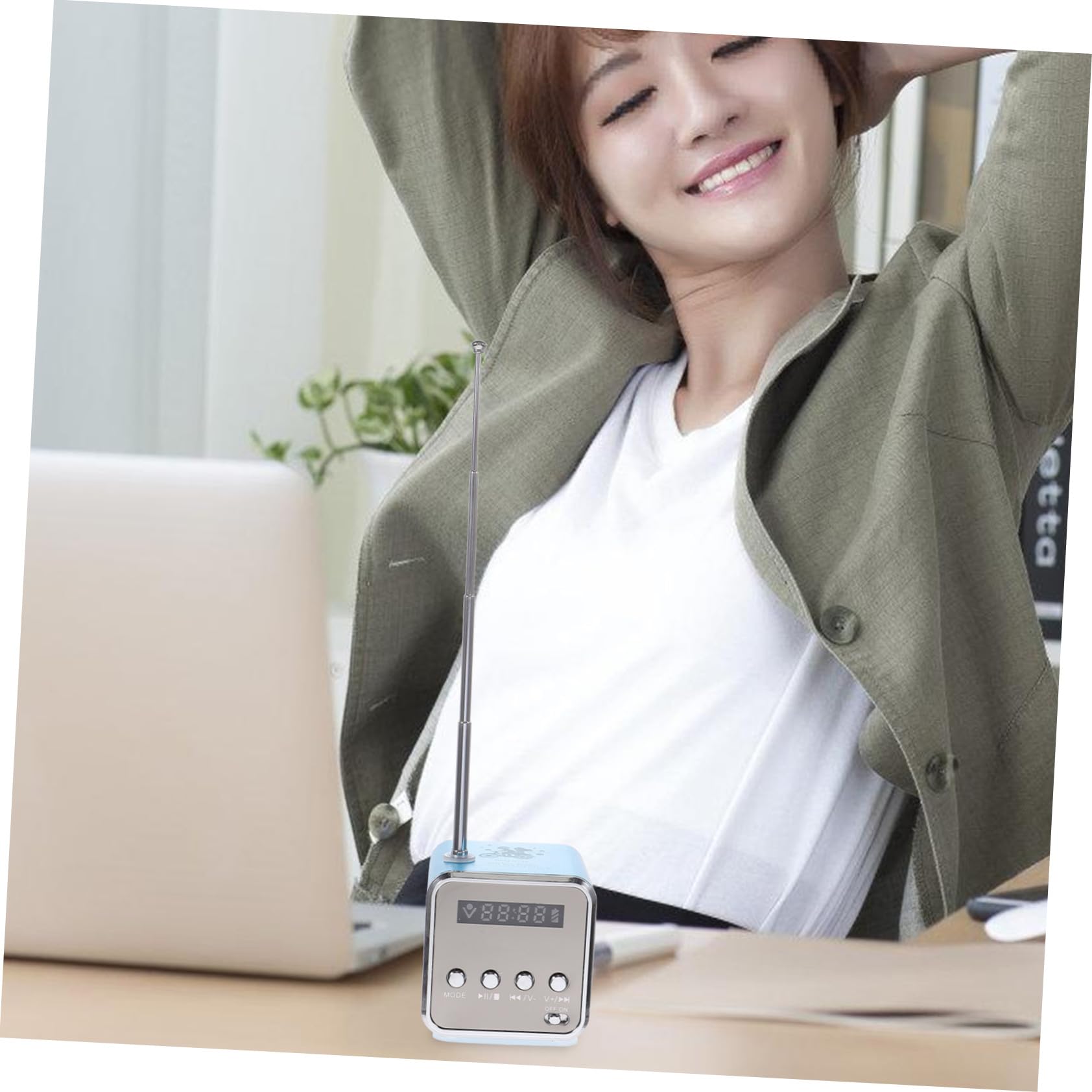 Toddmomy Mini-Enceinte sans Fil Portable Rétro Bleue en Alliage D’Aluminium