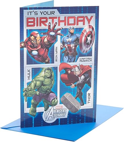 UK Greetings | Tarjeta de cumpleaños de los Vengadores de Marvel para él/niño | Regalos de feliz cumpleaños | Él, niños, hombres | Diseño de