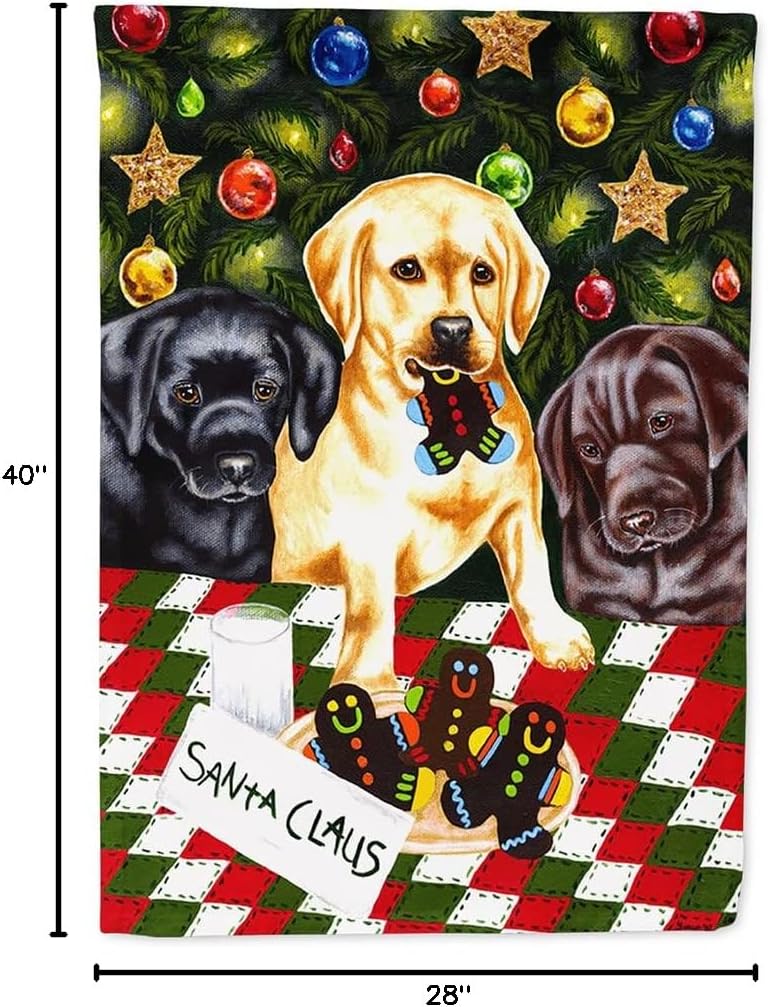 Caroline's Treasures AMB1314CHF Santa's Helpers in Christmas Stockings Labrador House Flag Large Porch Sleeve Pole Decorative Outside Yard Banner Artwork Wall Hanging, Polyester, House Size, Multicolo