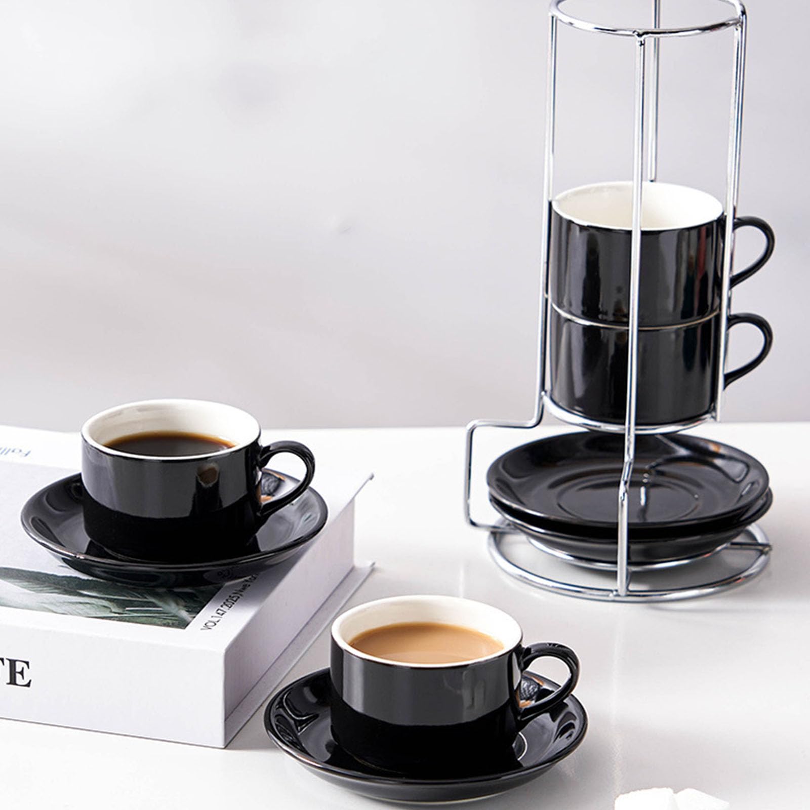 Set Tazze e Piatti in Ceramica Verde Adatti 8OZ Sostanza Non mortale Sedicicento Bevande Calde e Fredde Set Bevande Ideali per l'uso Quotidiano in Ufficio