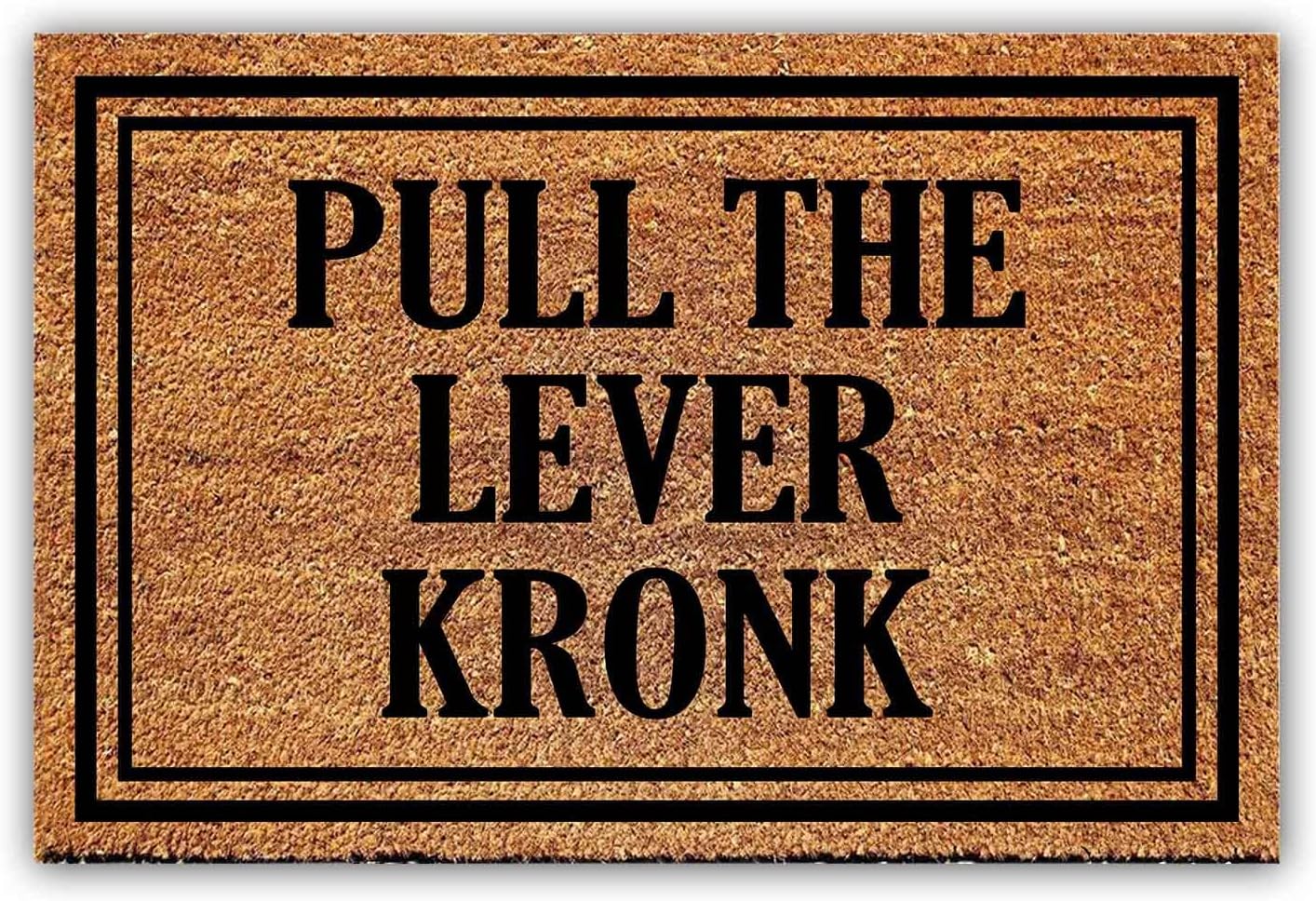 XLQHYHXLQHYH Funny Pull The Lever Kronk Welcome Front Porch Decor Mat for The Entrance Way Personalized Rugs with Heavy-Duty PVC Backing Non Slip Outdoor Coconut Coir Doormat 23.6 x 15.7 inch