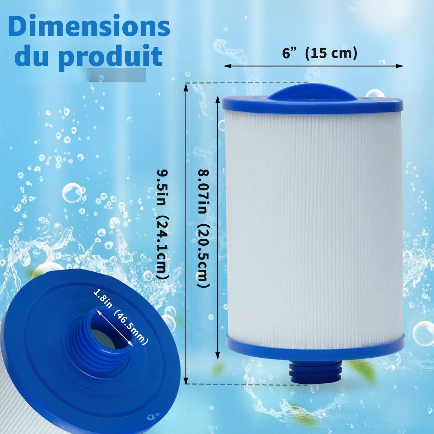 Lot de 2 filtres de spa, filtre Pww50 compatible avec le filtre de Spa, remplace pour Unicel 6CH-940, Filbur FC-0359, pour Waterway Plastics 817-0050