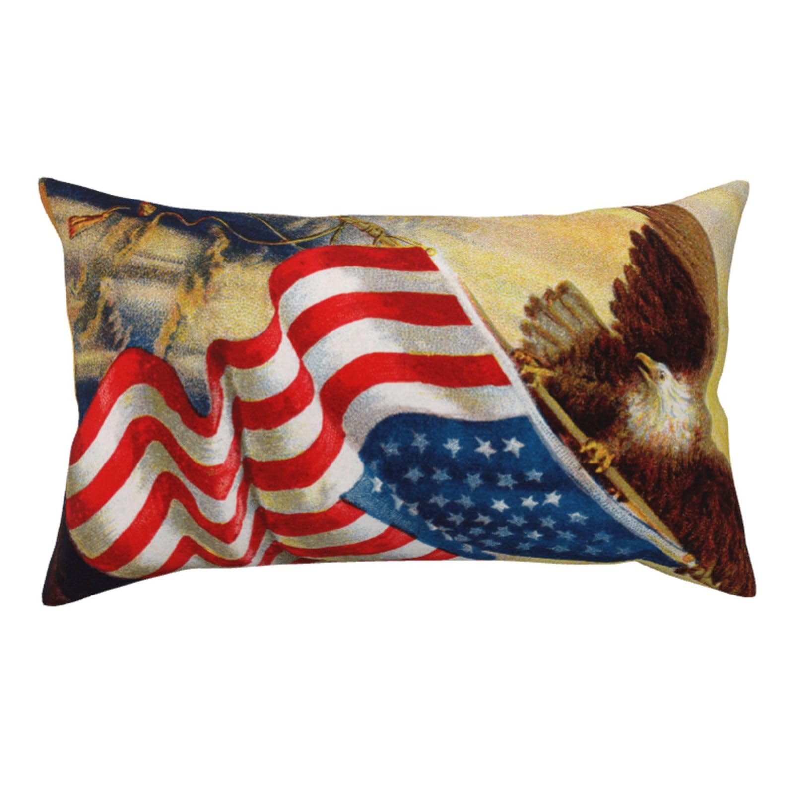 WSHFFILO American USA Flag Eagle Art printed Pillow Case 20x36in Corduroy Throw Pillow Cover