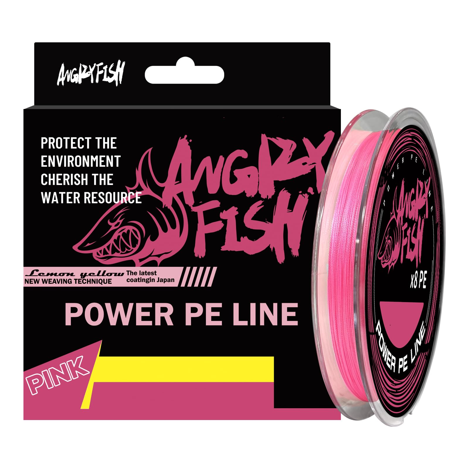 ANGRYFISH Pink PE Braided Fishing Line - High-Visibility to Anglers, Invisible to Fish - Ultra-Strong & Abrasion Resistant - Thinner Diameter for Longer Casts - Saltwater Freshwater Use(15LB/150Yds)