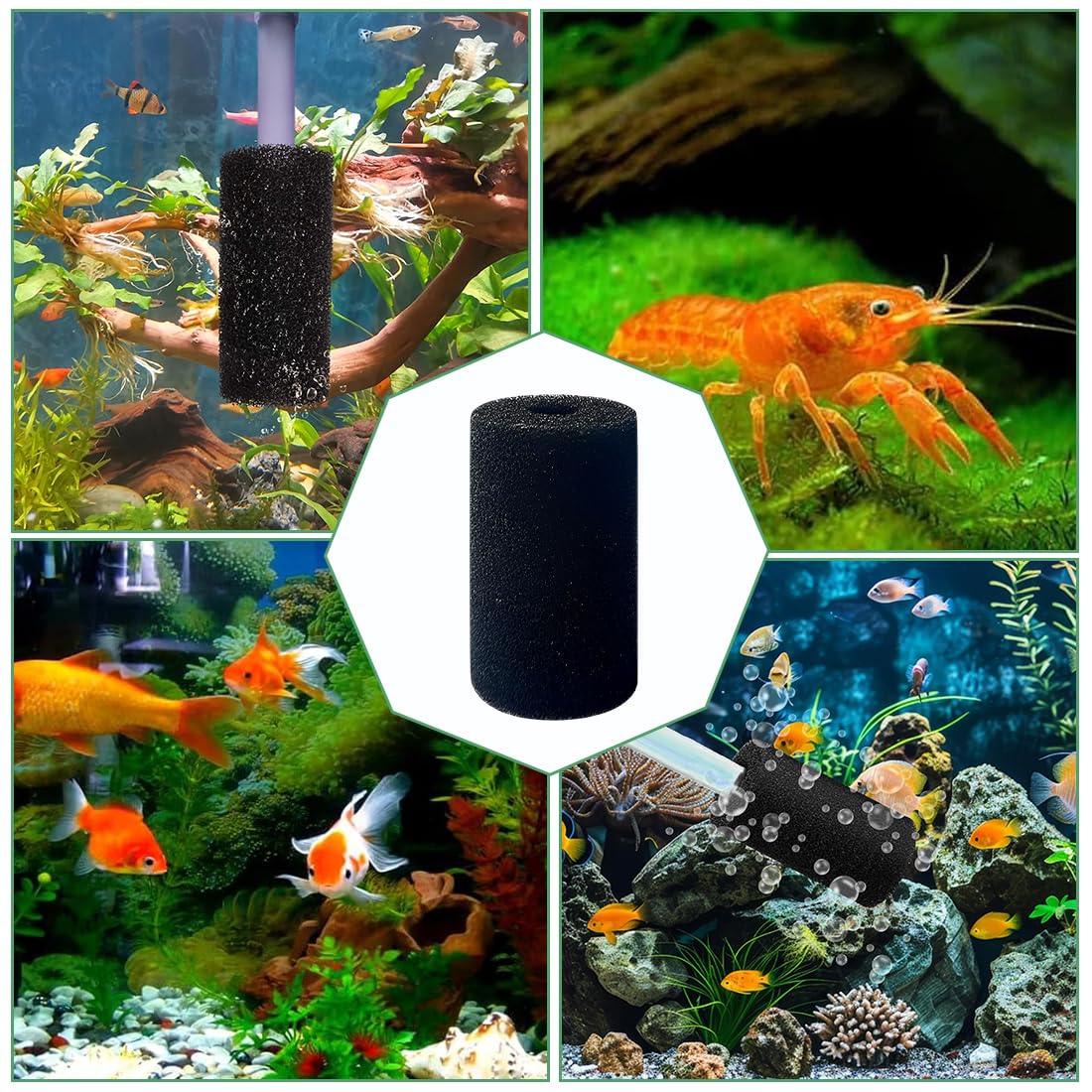 10 Pezzi Spugna Prefiltro Per Acquario Spugna Filtro Copertura Protettiva Spugna Per Pesci Piccoli Gamberetti Acquario Nero Ca. 6C