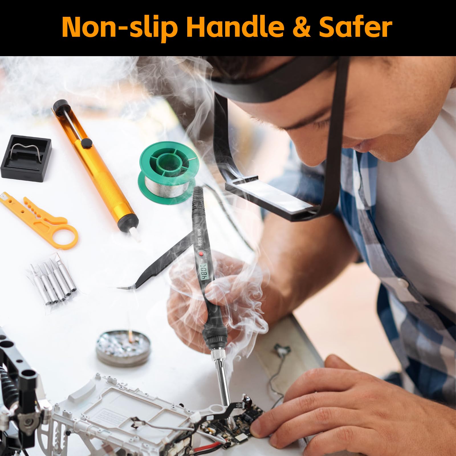 Kit Saldatore Professionale 80W Con Display LCD - 13 Accessori Inclusi Per Fai Da Te E Riparazioni Domestiche - Foto 9