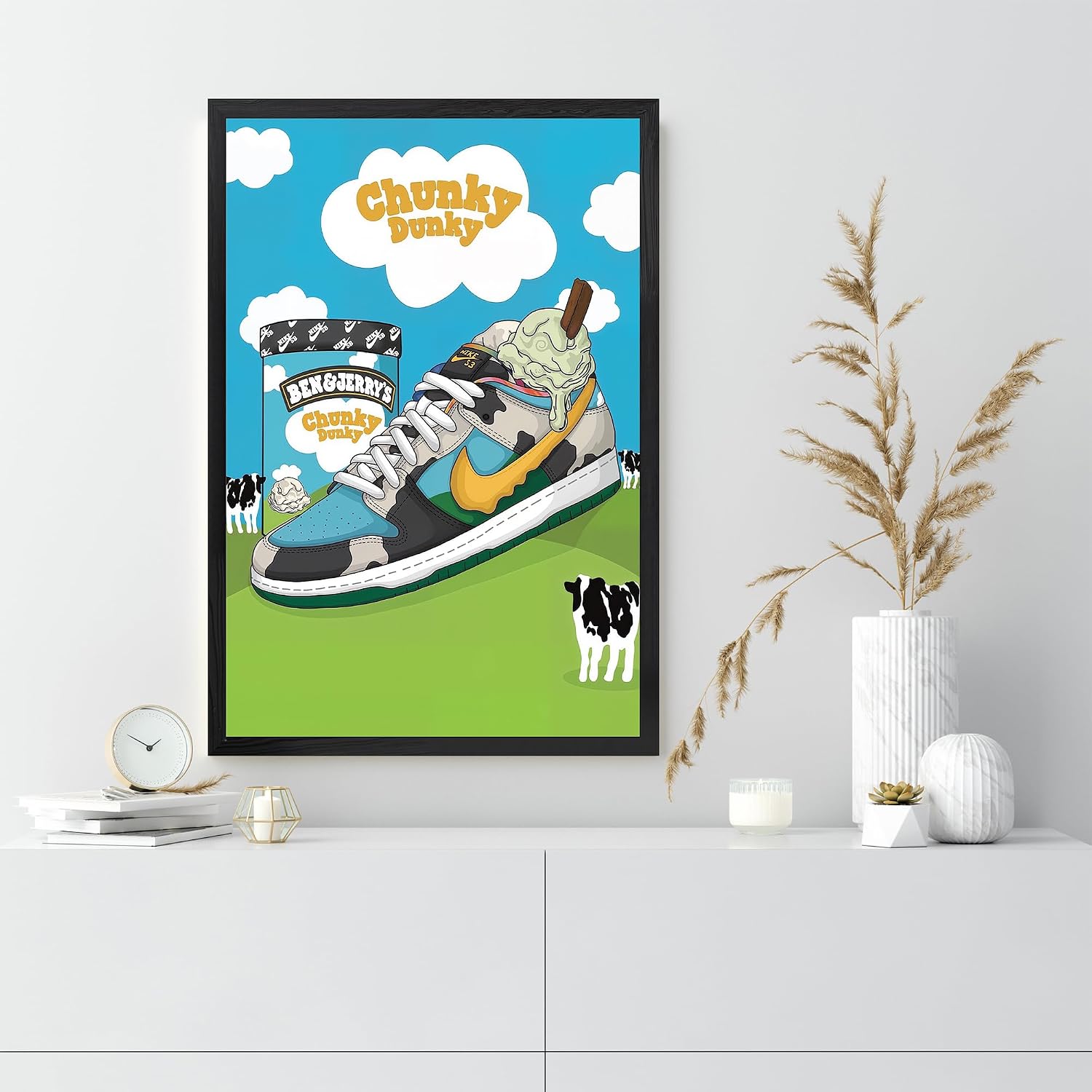 Mofesun Sneaker Poster,Shoes Wall Art - Cool Wall Art for Bedroom, Trendy Room Decor for Guys (Black Frame, 8" x 10") image 2