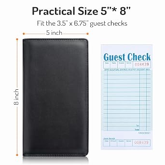 Forvencer Server Book, 2 Zipper Pocket, Server Books for Waitress | Waitress Book for Servers, Fits Waitress Apron, Guest Book, Waitress Accessories, Serving Book,Receipt Holder, Black
