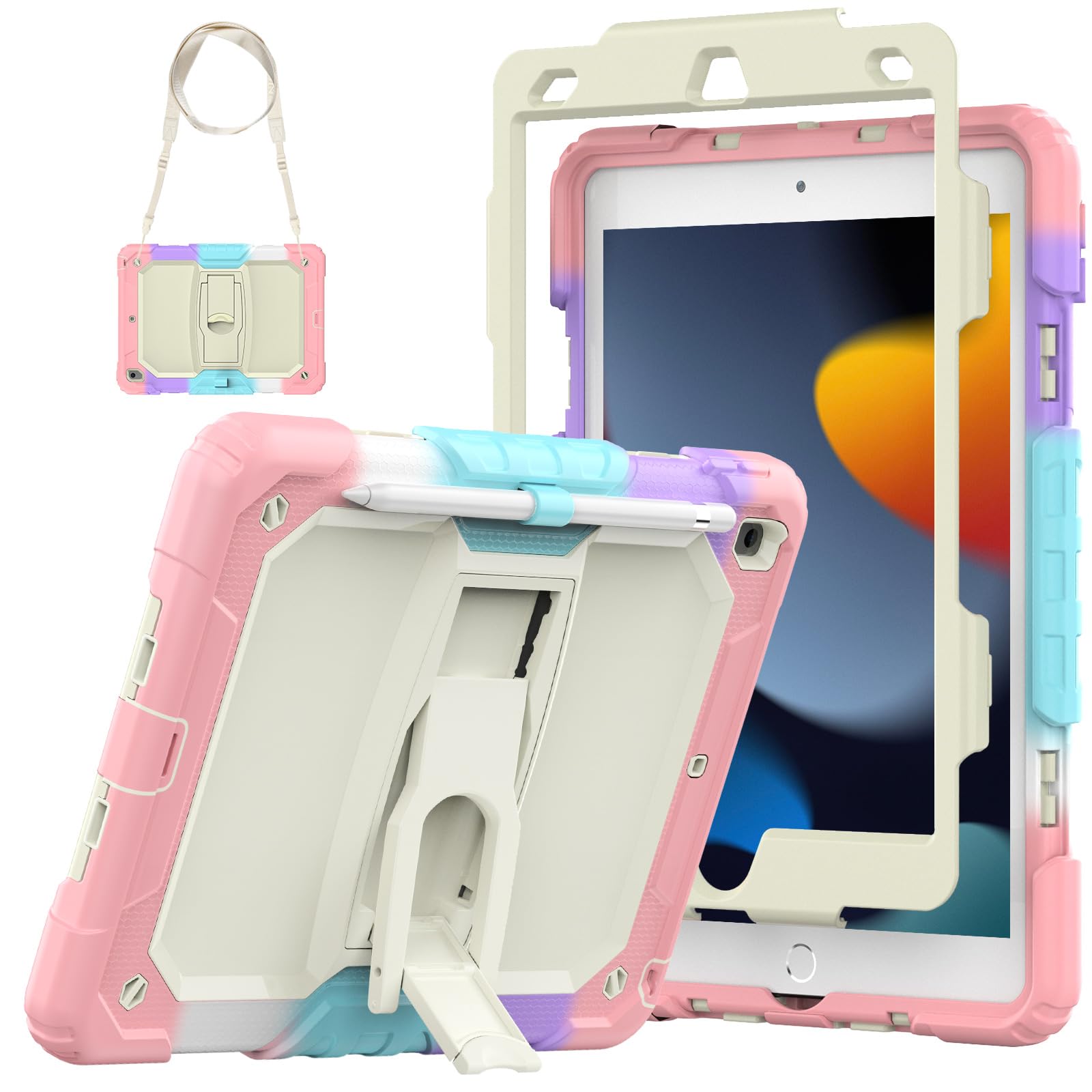 ArmourSHIELD - Custodia per Apple iPad 10,2 2021/2020/2019 [9a/8a/7a generazione], custodia antiurto resistente con supporto pieghevole, protezione schermo e portapenne, custodia da lavoro per