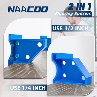 NAACOO 20Pcs Flooring Spacers, 1/4''&1/2'' Gap for Laminate, LVT