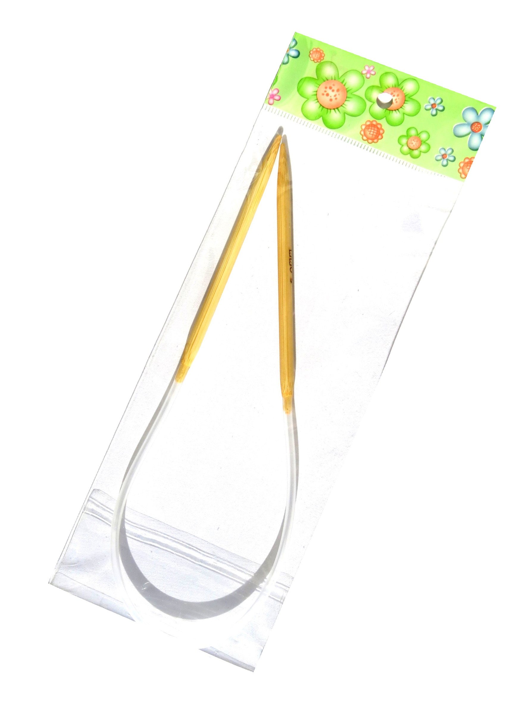 Adf Tm Natural One Pair 16'' (40Cm) X 5Mm Circular Bamboo Knitting Needles