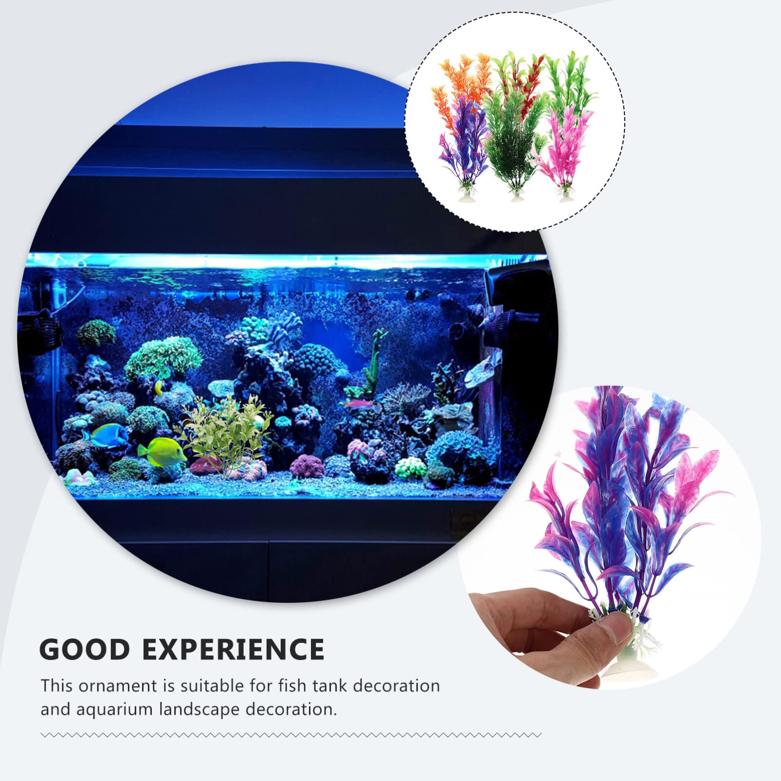 Sosoport 5 Juegos Pecera Paisajismo Agua Plantas Artificial Plants Aqua Plant Titular De La Planta del Acuario Decoración Al Aire Falso Decoración Decorativa del Acuario 6 Piezas * 5