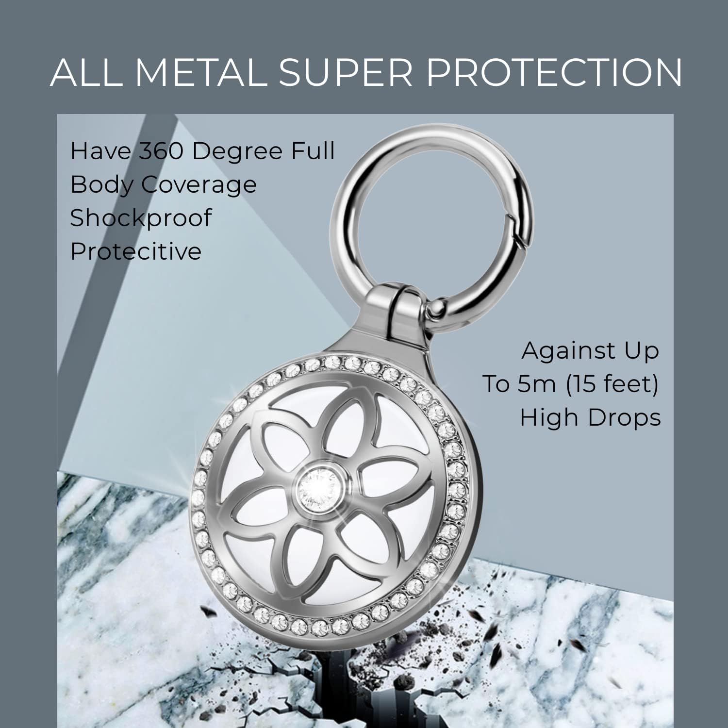 air tags 2 pack airtag holdermetal badge inlaid rhinestone airtag keychain for apple airtag diamonds shine airtag case with key ringfashion air tag