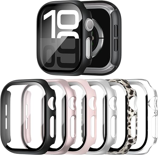 6 Pack Case with with Tempered Glass Screen Protector for Apple Watch Series 10 42mm(2024), Hard PC Ultra-Thin Scratch Resistant Protective Face Cover for iWatch Series 10 42mm Accessories