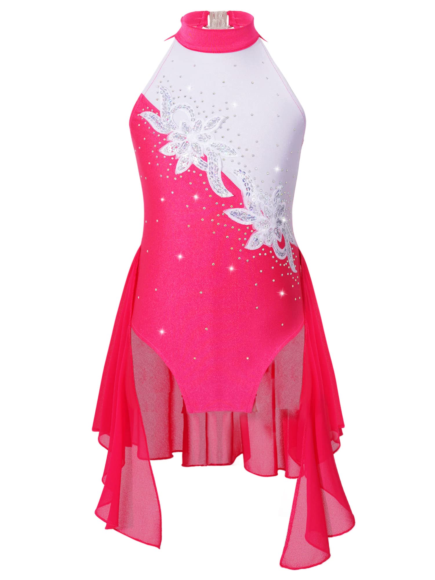 IEFIEL Maillot Patinaje Artistico Niña Vestido Brillante de Danza Ballet Leotardo Gimnasia Ritmica Maillot Ballet de sin Manga Disfraz de Bailarina — view 14