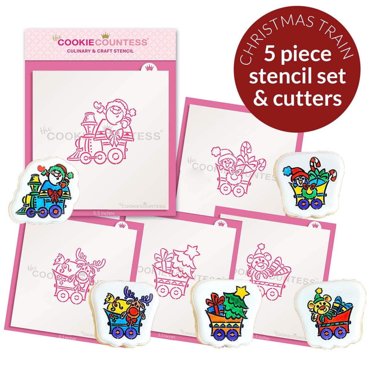 Christmas Train PYO Cookie Stencil Set with Cutters