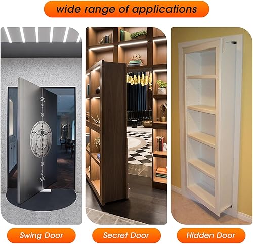 Miniatura 3 de TheElves Bisagras de puerta, bisagra oculta para puerta secreta, bisagra giratoria de rotación de 360 grados para estantería de puerta oculta y