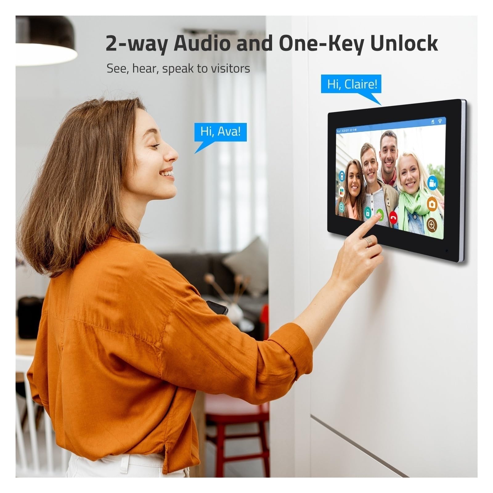 Bezprzewodowy Wideodomofon Wi-Fi, Kamera Drzwiowa 1080P Z 7-calowym Ekranem Dotykowym, Inteligentny Kartą 32 GB Do Domu Instalacja W Mgnieniu Oka(Silver Camera)