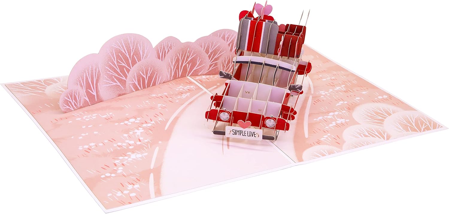 PopLife® Love Bug 3D Pop Up Card – Valentine’s Day & Anniversary Greeting Card with Pink Beetle Car, “Simply Love” Message – Romantic Card for Wife, Girlfriend, Husband - Image 4
