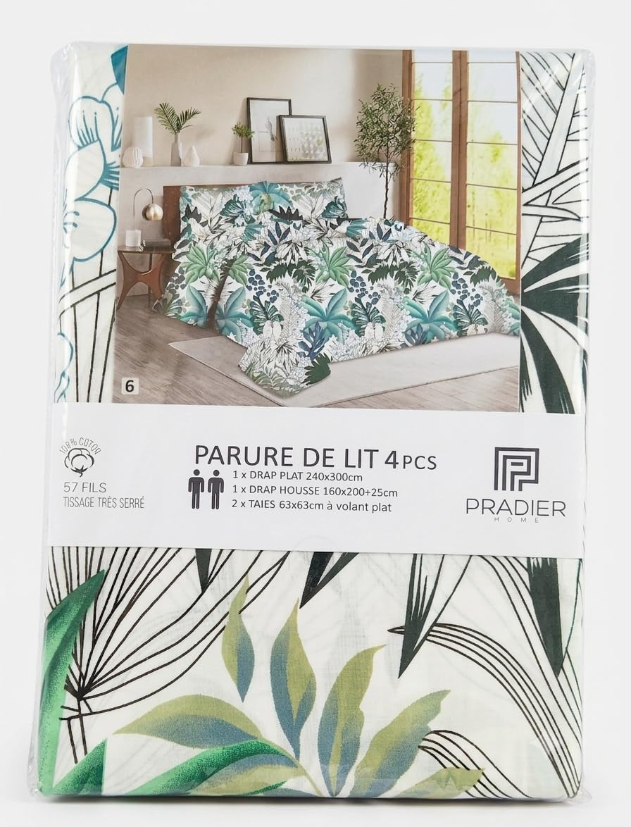 Parure de lit 4 pièces en coton fini les draps qui glissent en 160x200