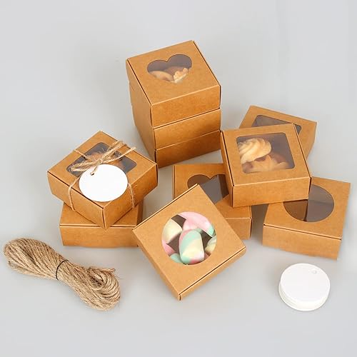 Miniatura 10 de COTOPHER - Caja de jabón, 100 cajas pequeñas de embalaje de jabón de 3.5 x 2.35 x 1.2 pulgadas, mini cajas de papel kraft con ventana para jabón