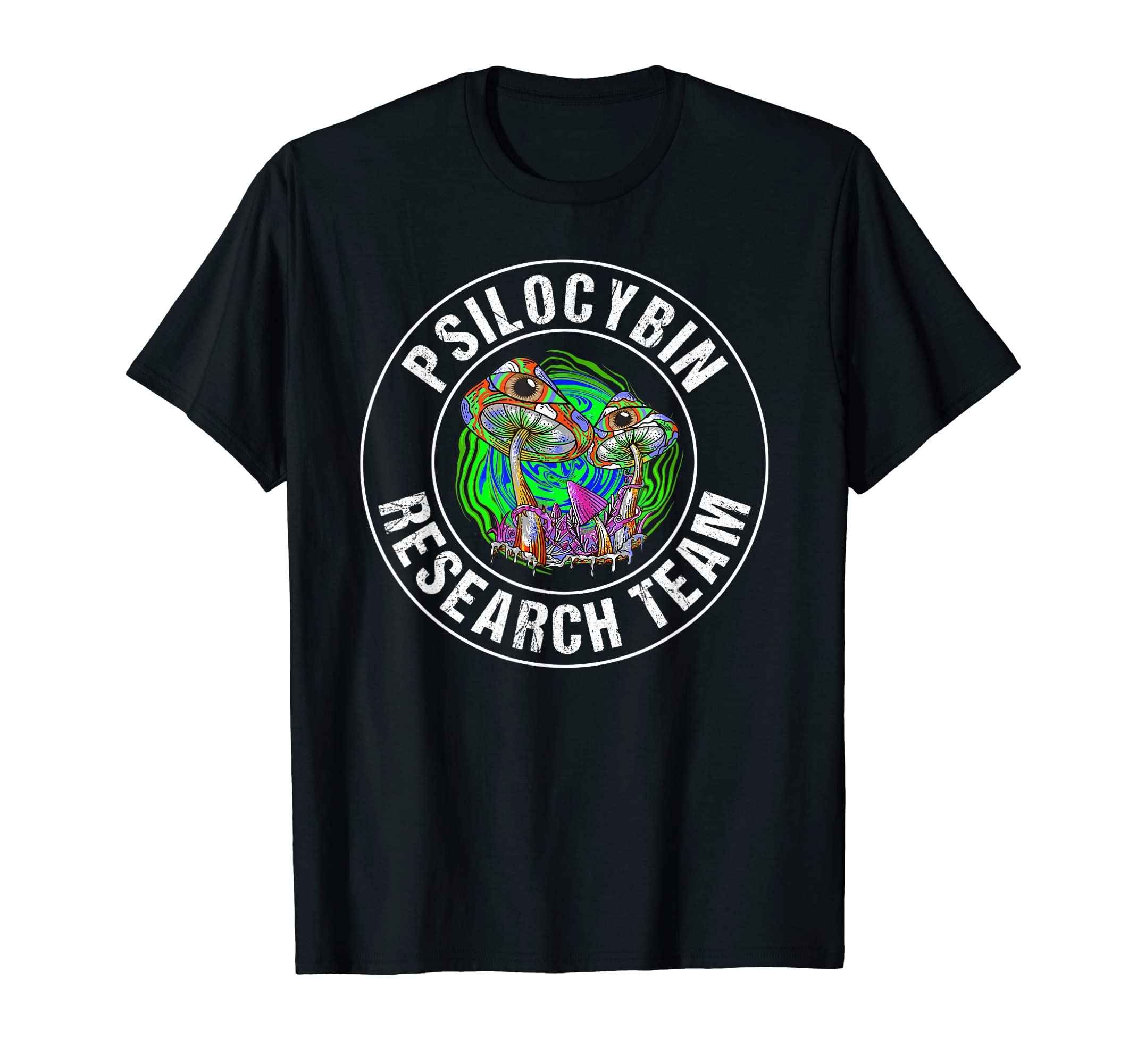 Psilocybin Research Team Psychedelic Magic Mushrooms Retro T-ShirtOEKO-TEX STANDARD 100