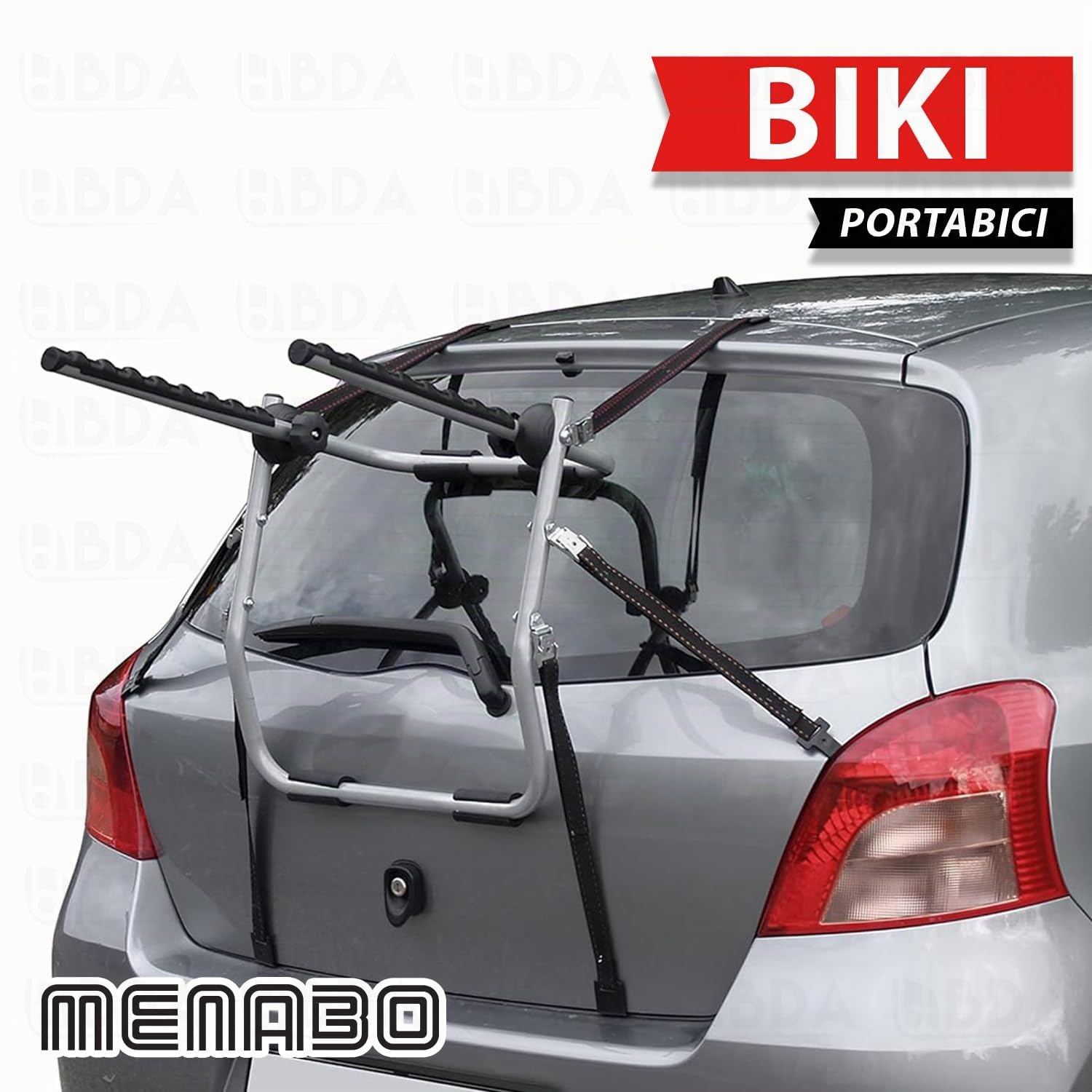 Portabici posteriore per auto da 3 bici MENABO modello BIKI in acciaio per FIAT PANDA III HYBRID dal 2020