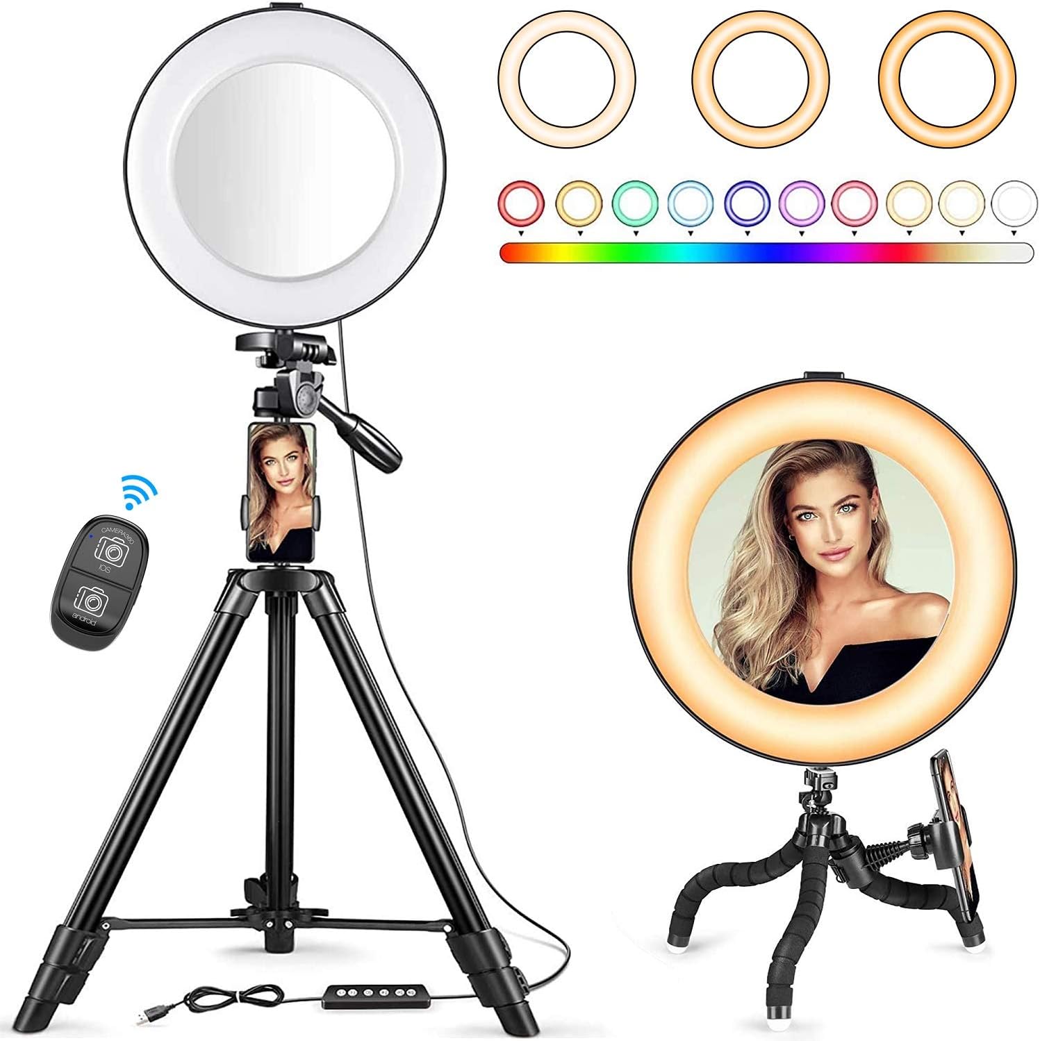 80% Off Discount Selfie Ring Light - 14 Colors RGB Ring Light with 2 Adjustable Tripod Stand/Phone Holder/Camera Remote Shutter Best 10 Brightness Levels Dimmable LED Ring Light for Makeup,YouTube, Photography Weekly Top Sale Selfie Ring Light - 14 Colors RGB Ring Light with 2 Adjustable Tripod Stand/Phone Holder/Camera Remote Shutter Best 10 Brightness Levels Dimmable LED Ring Light for Makeup,YouTube, Photography