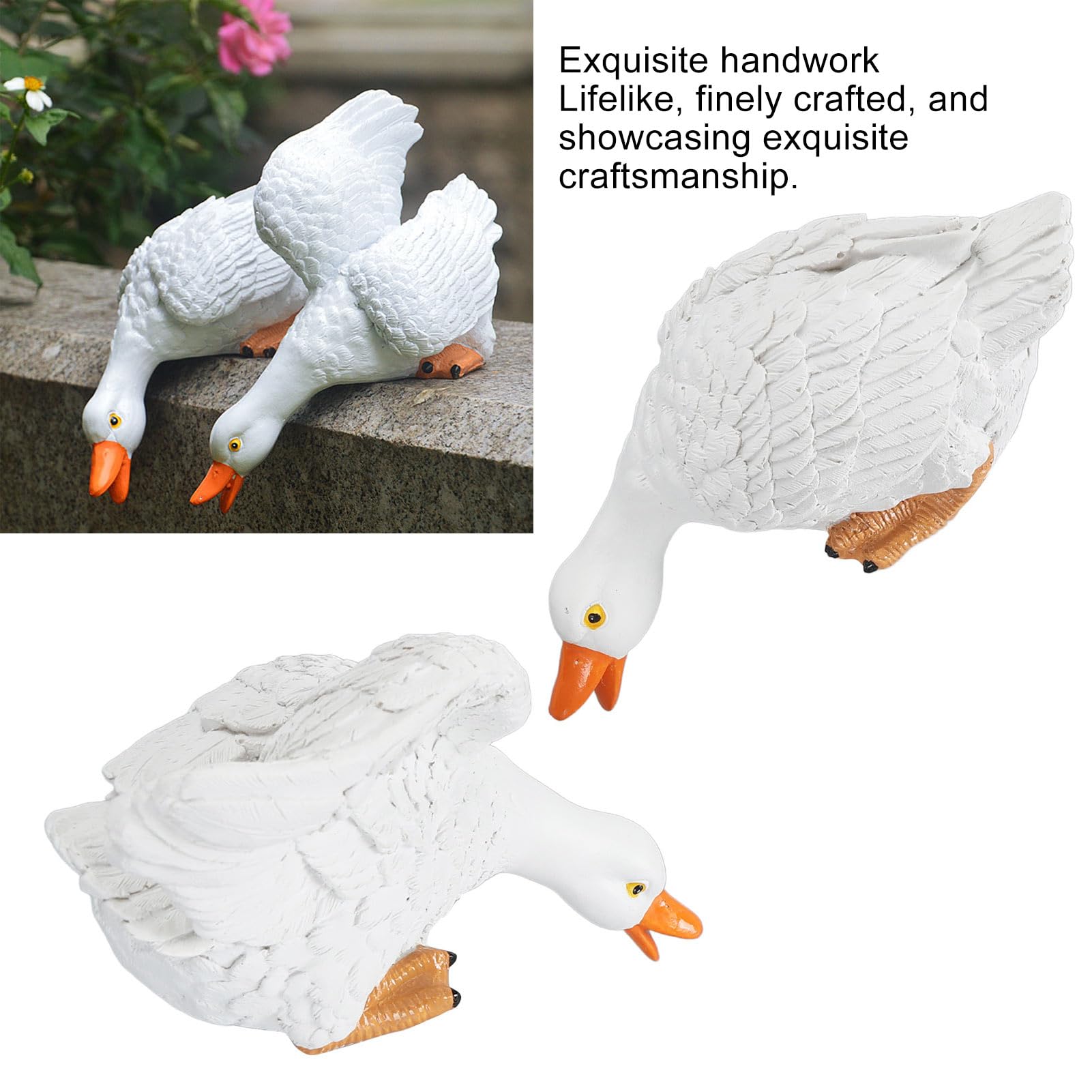 Garden Duck Statues, Drinking Duck Statue Indoor Resin Duck Statue Funny Animal Outdoor Figurines for Patio, Lawn & Garden Decor