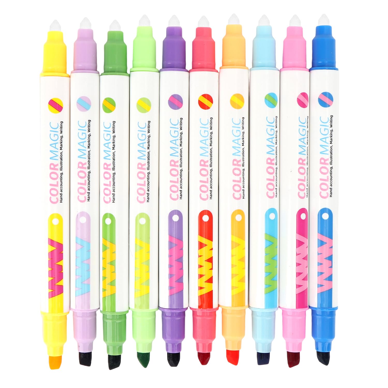MOTIBACK 10 Pcs Dual Tip Colour Changing Highlighters for Journaling