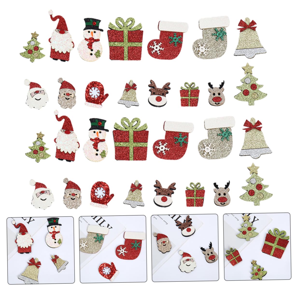 90pièces Patches Appliqués Décoratifs De Noël Accessoires De Décoration Émoticône Pour Vêtements Et Artisanat