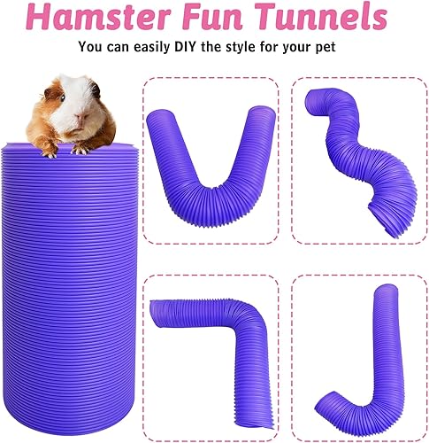 Miniatura 10 de Túnel plegable para mascotas, 2 túneles de plástico divertidos para hámsters, tubo de entrenamiento plegable para hámster enano, conejillo de