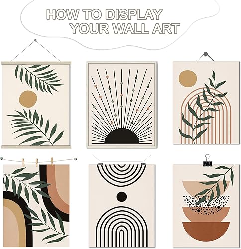 Miniatura 3 de 6 pósteres de arte bohemio para pared, lienzo sin marco de 8 x 10 pulgadas, cuadros artísticos de pared modernos de mediados de siglo para
