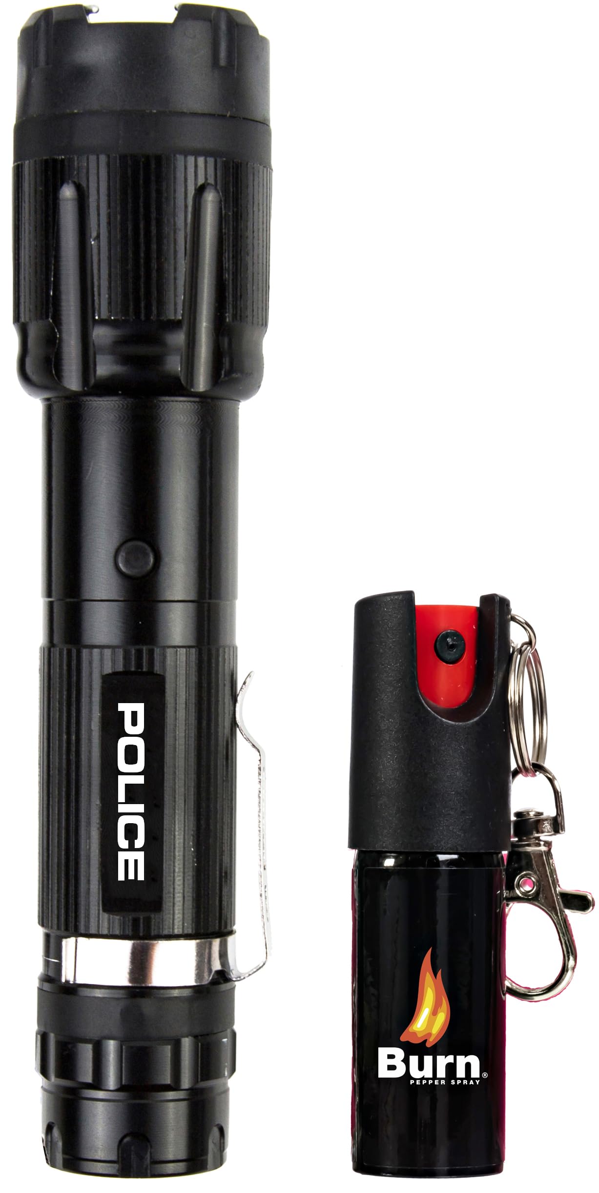 Police Stun Gun Burn Pepper Spray Combo Women Men Self Defense - 1159 Black