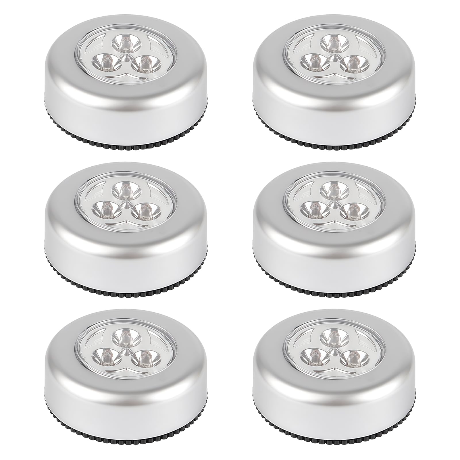 Lethra 6PCS LED Push Lights, Cordless Puck Stick On Wall Lights with Tap Touch Control, Battery Powered Wireless Night Lights for Closets Cabinets Wardrobes for Kitchen Stairs Storage