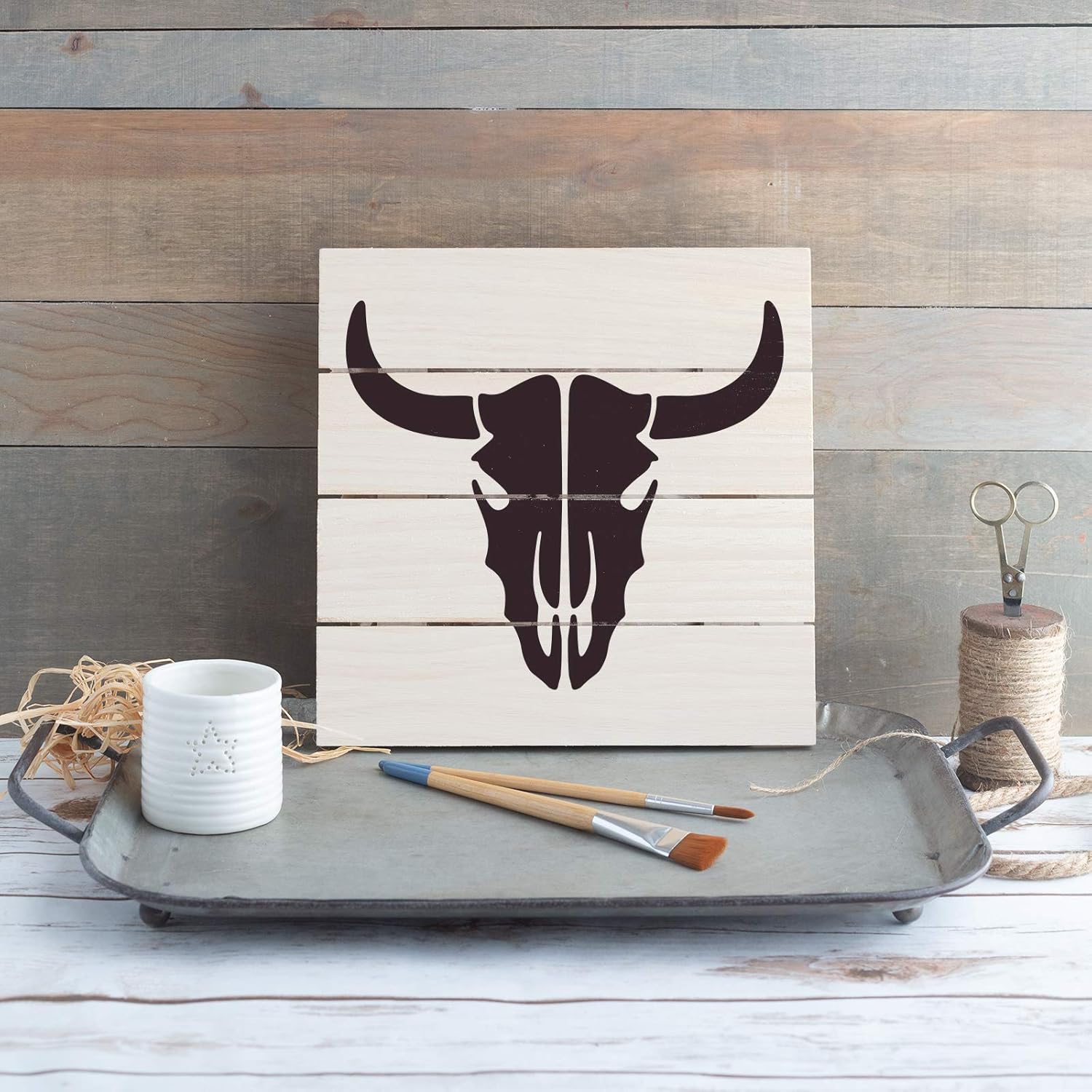 Cow Skull & Longhorn Stencil Set - Steer Head & Cow Skull Designs
