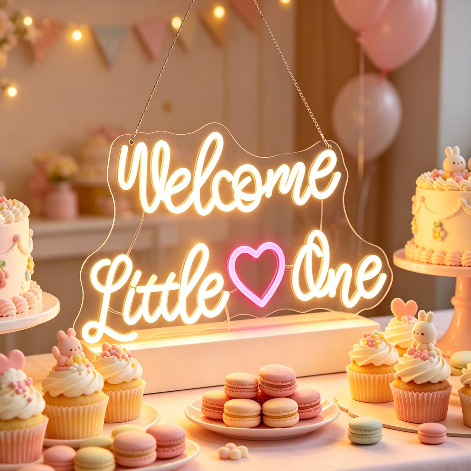 Photo 1 of "Welcome Little One" Heartwarming Nursery Light, Gentle Joyful LED Wall Art for Baby's Room, Shower Gift, New Parent's Home/Family Entryway, Dimmable USB, Sweet Arrival Gift for Newborns & Families