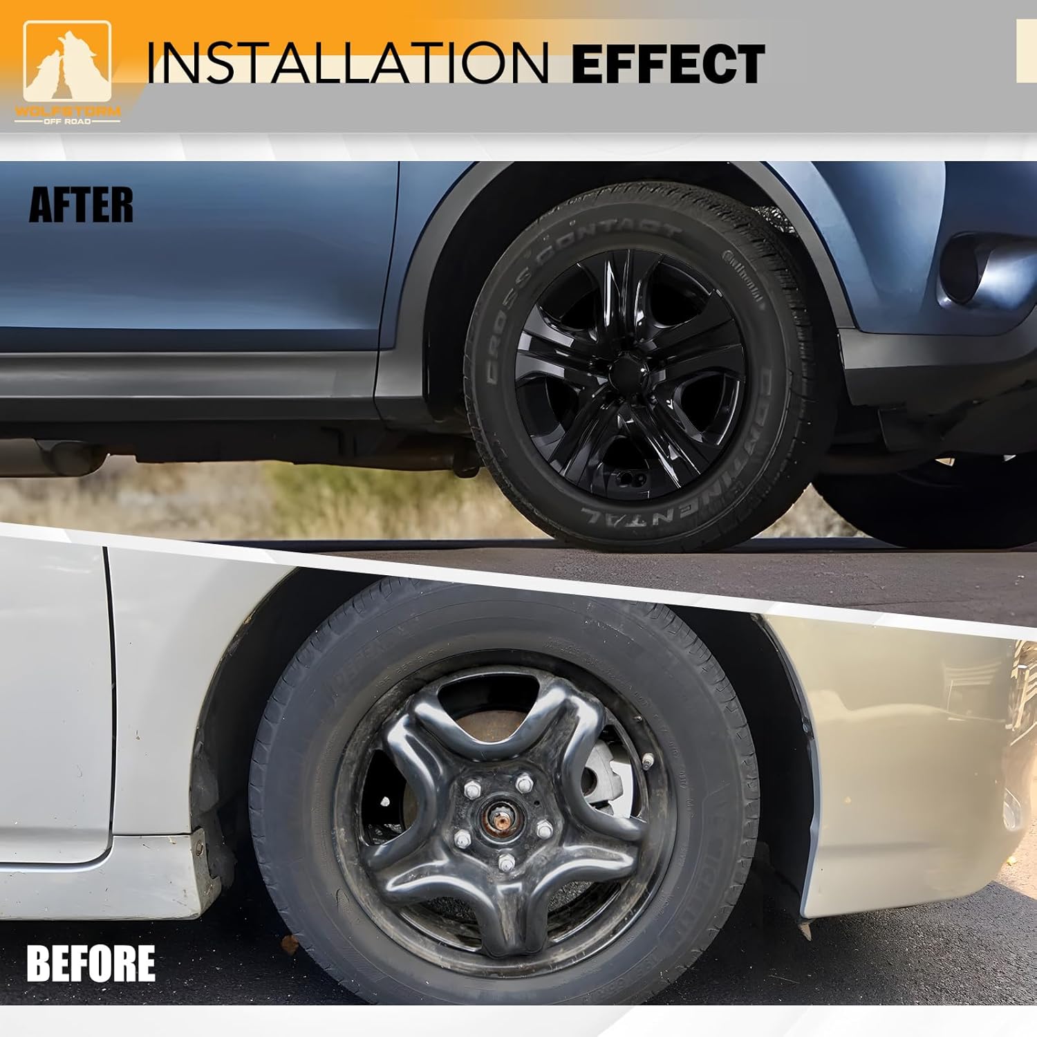 WOLFSTORM 17" Hubcaps for Toyota RAV4 2013-2018 Steel Wheels, R17 Car Hubcaps Snap On Installation 17 Inch Wheel Rim Cover Set of 4, Black Lacquer