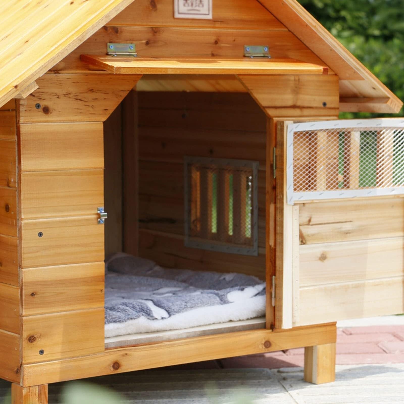 Hundehütte für den Außenbereich, aus Holz, mit Anti-Biss-Design, Belüftung, leicht zu reinigen und zusammenzubauen, für kleine bis mittelgroße Hunde, Katzen und Kaninchen (Größe XL)