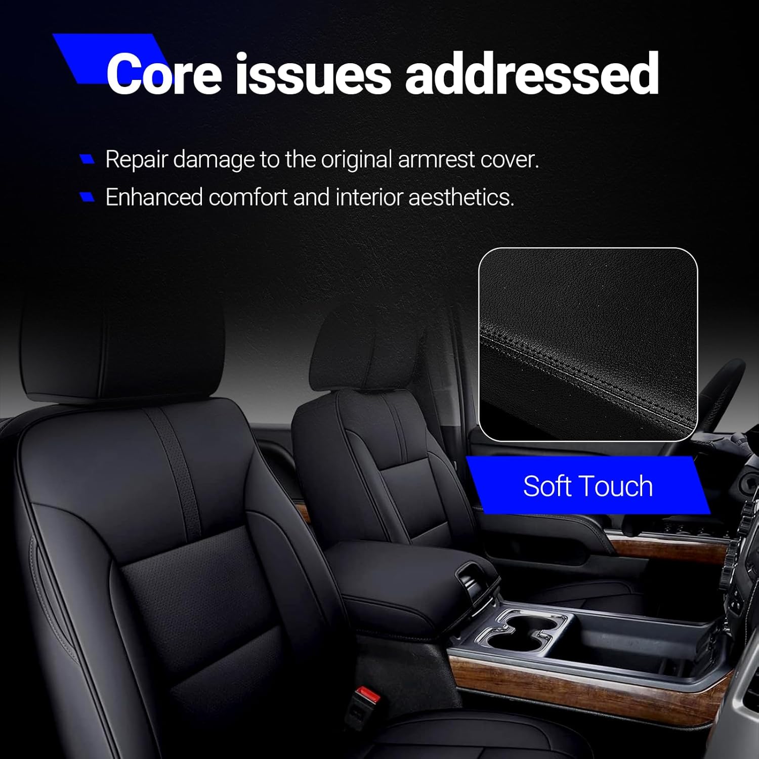 20864151 Center Console Lid Kit - Center Console Cover with Latch for 2007-2014 Chevy Silverado, Suburban, Tahoe, Avalanche/GMC Yukon(XL)/Sierra 1500/2500/3500 Replaces# 20864154 20864153 (Black)