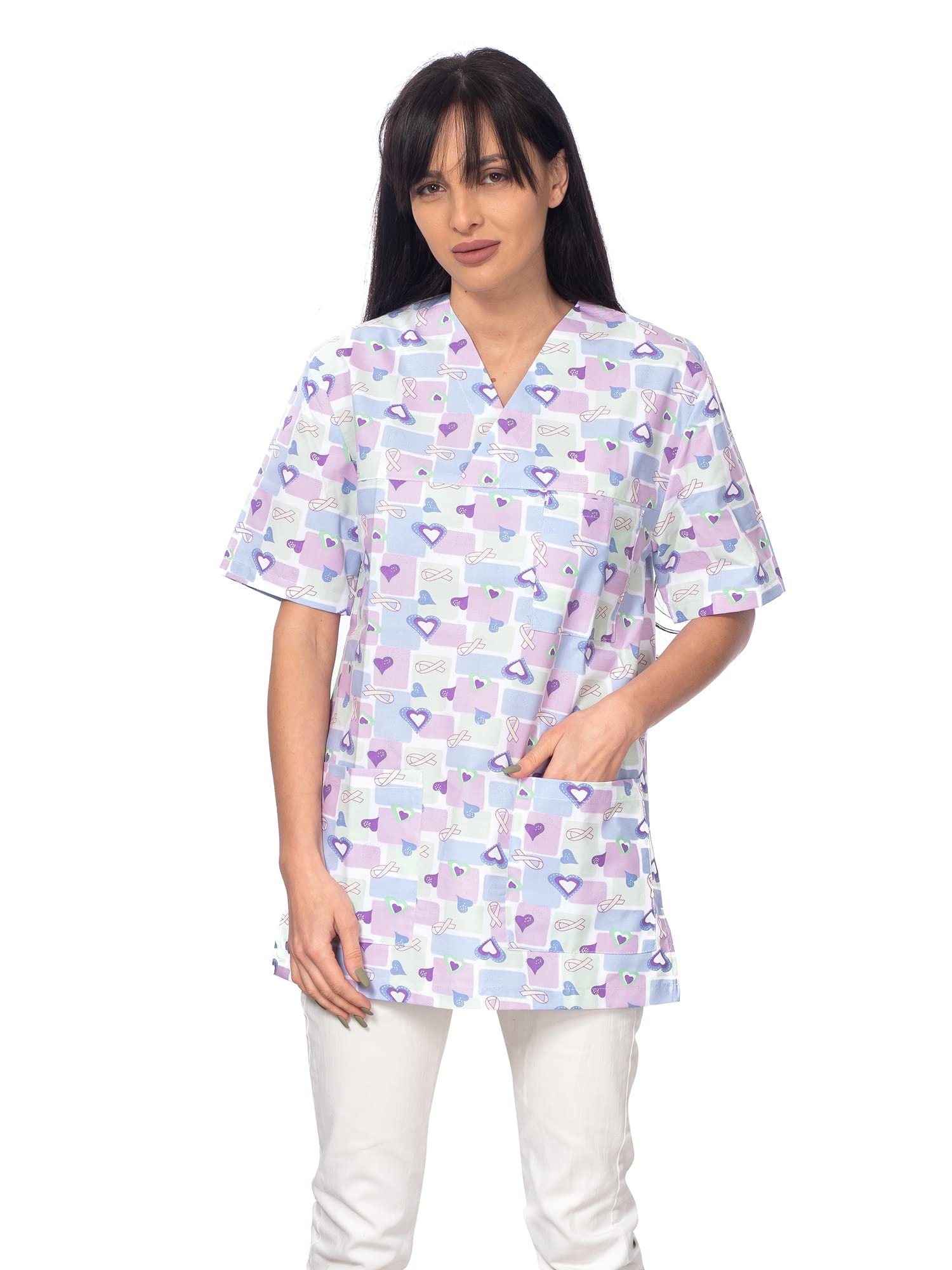 DINOZAVR Bruna Sanitario Camisa Médica con Cuello en V para Mujeres — view 14