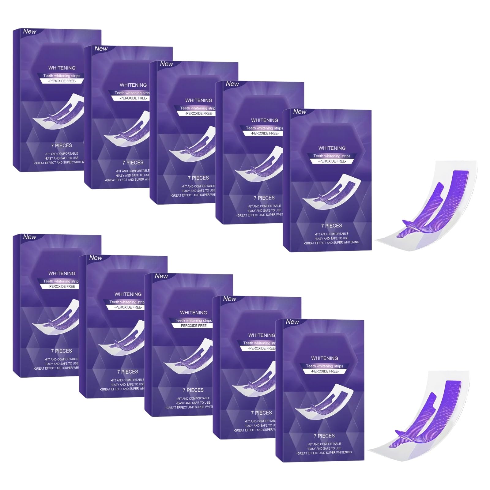 Weiße Streifen für violette Zähne, ohne Peroxid, Whitening Teeth Strips, weich und sicher, verbessern den Glanz, neutralisieren das Gelb, Bleichstreifen für ein klareres Lächeln