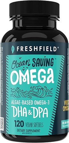 Miniatura 1 de Freshfield Omega 3, Suplementos de DHA, Fórmula potente 1 por día, Aceite de algas (algas), Omega vegano, aceite de pescado para ahorro de océano,